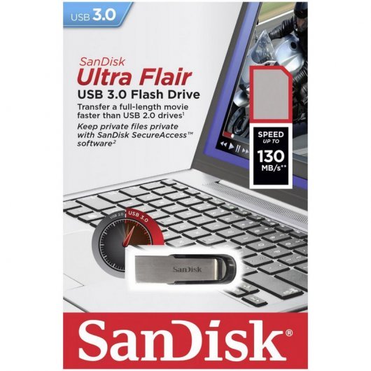 SanDisk Ultra Flair 32 GB USB 3.0 Negro, Acero inoxidable SanDisk Ultra Flair 32 GB USB 3.0 Negro, Acero inoxidable